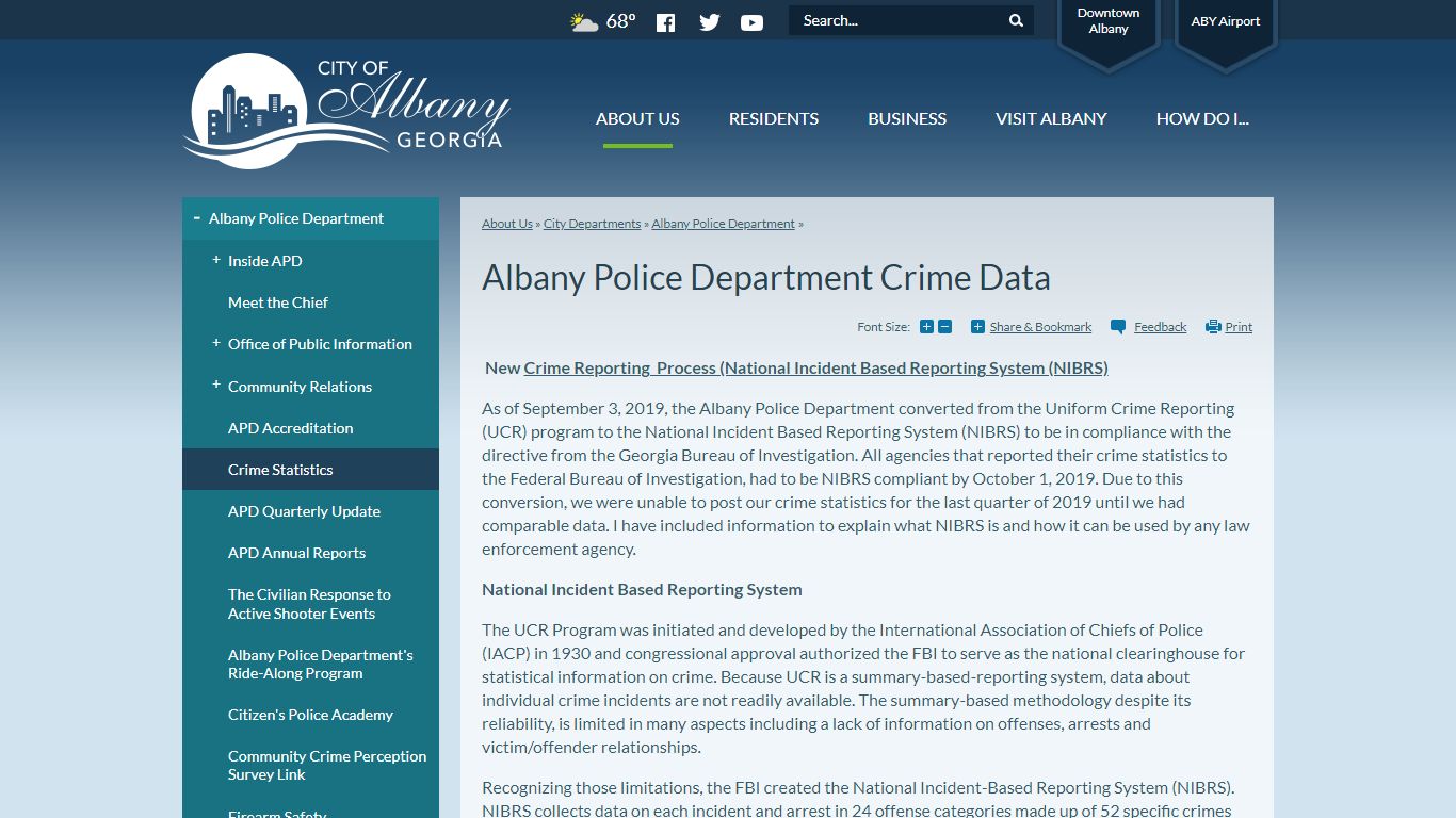 Albany Police Department Crime Data | City of Albany